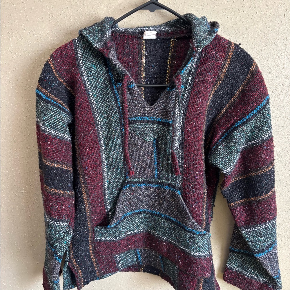 Molina Poncho Hoodie Mens Size Medium Red Grey Black